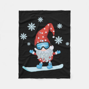 Gnome Snowboarding Fleece Blanket