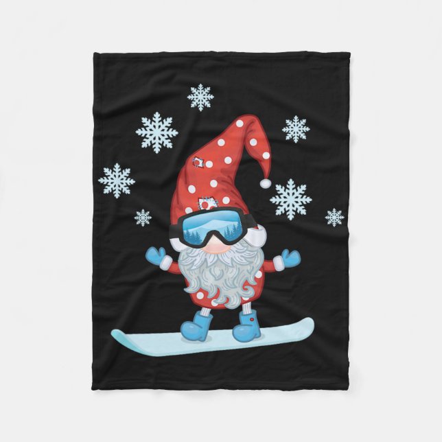 Gnome Snowboarding  Fleece Blanket (Front)