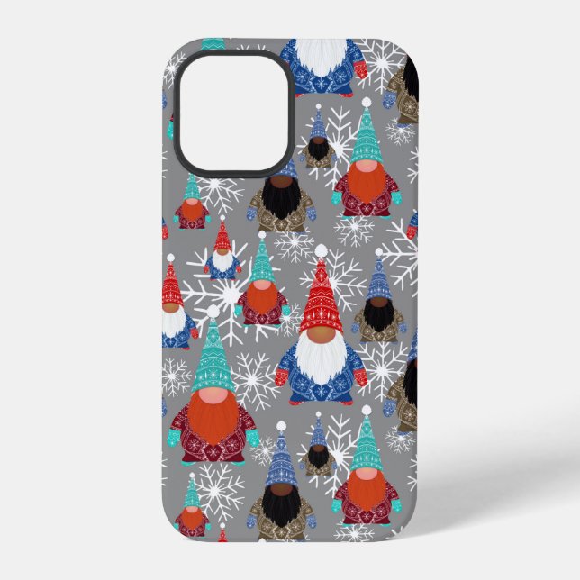 Gnome Snowflake Illustrations Christmas Pattern iPhone Case (Back)