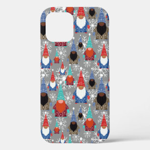 Gnome Snowflake Illustrations Christmas Pattern iPhone 12 Pro Case