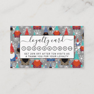 Gnome Snowflake Illustrations Christmas Pattern Loyalty Card