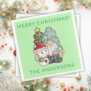 Gnome Snowman Christmas Party Napkin