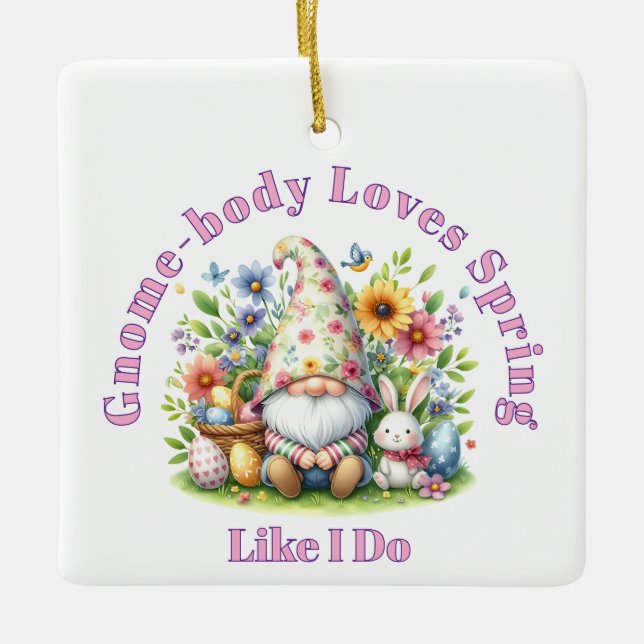 Gnome Spring  Ceramic Ornament (Front)