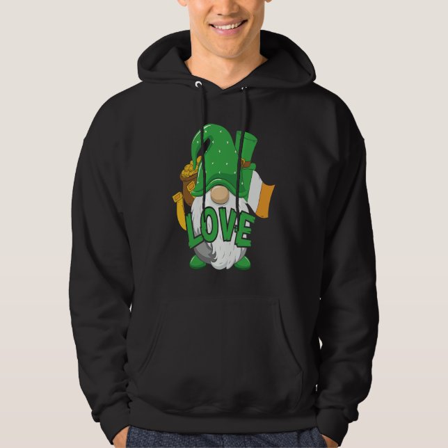 Gnome St Patricks Day Love Irish Flag Saint Patric Hoodie (Front)