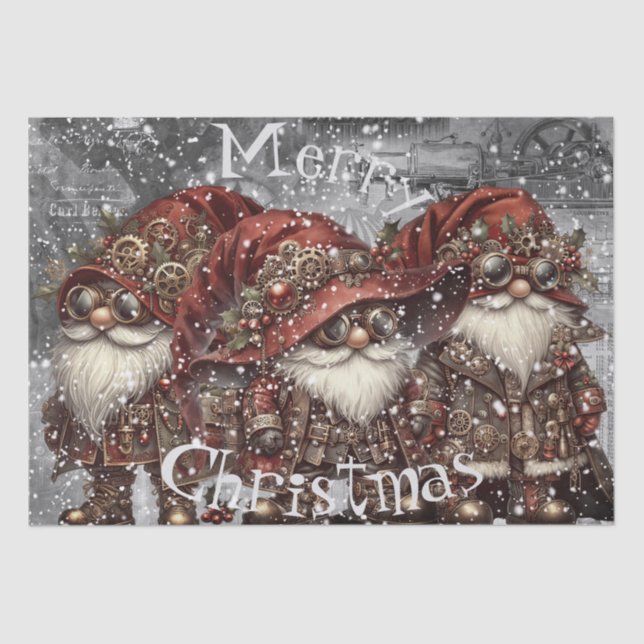 Gnome Steampunk Winter Christmas Tissue Paper (Front)