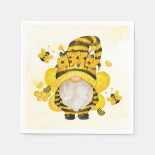 Gnome Sunflower and Bees Baby Shower   Birthday Napkin