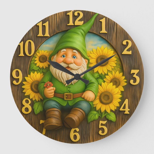 Gnome Sunshine Elf Garden Clock (Front)