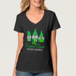 Gnome Support Squad Green Ribbon Scoliosis Awarene T-Shirt