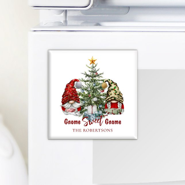 Gnome Sweet Gnome Cute Watercolor Christmas Magnet (Creator Uploaded)