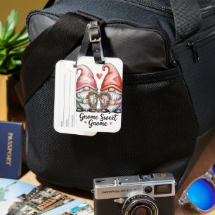 GNOME SWEET GNOME: Whimsical Watercolor Design Luggage Tag