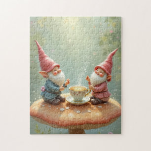 gnome tea party jigsaw puzzle
