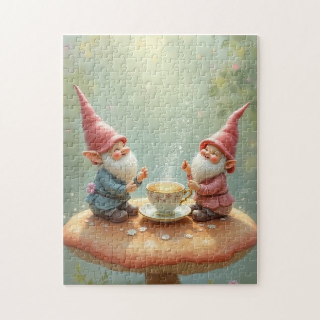 gnome tea party jigsaw puzzle (Vertical)