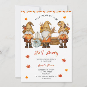 Gnome Thanksgiving Fall Party Invitation