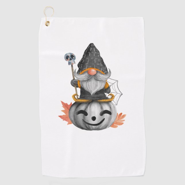 gnome thanksgiving halloween   golf towel (Front)