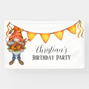 Gnome Thanksgiving Theme Birthday Party Banner