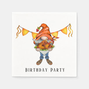 Gnome Thanksgiving Theme Birthday Party Napkin