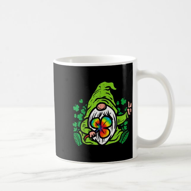 Gnome Tie Dye Shamrock Clover St Patricks Day Hipe Coffee Mug (Right)