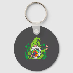 Gnome Tie Dye Shamrock Clover St Patricks Day Hipe Key Ring