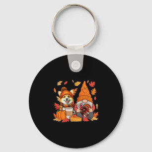 Gnome Turkey Corgi Thanksgiving Fall Leaves Pumpki Key Ring