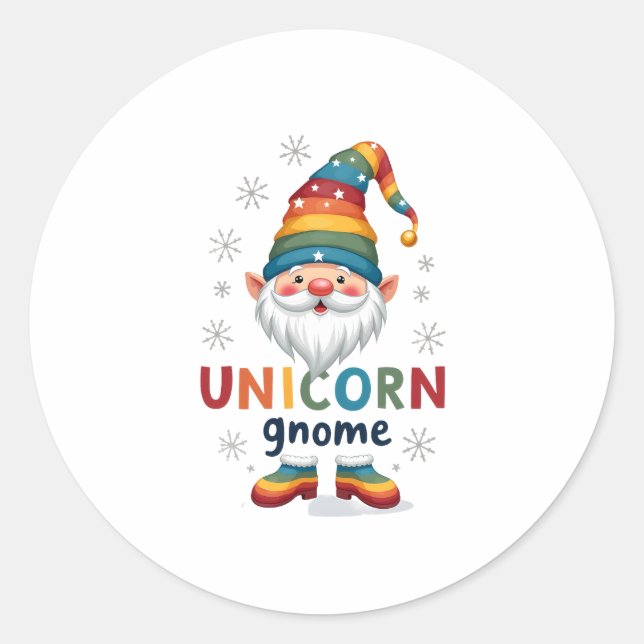 Gnome Unicorn Shirt Family Matching Group Christma Classic Round Sticker (Front)