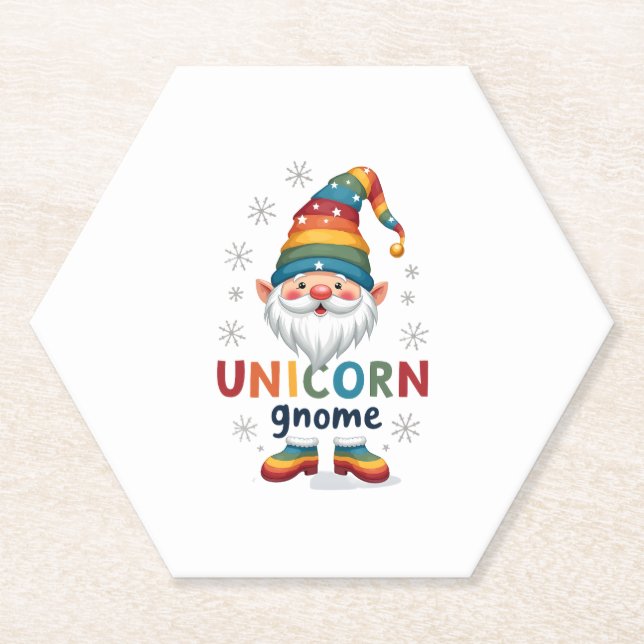 Gnome Unicorn Shirt Family Matching Group Christma Paper Coaster (Front)