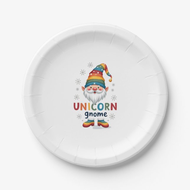 Gnome Unicorn Shirt Family Matching Group Christma Paper Plate (Front)