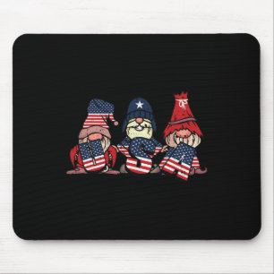 Gnome Usa 4th Of July Cute American Flag Independe Mouse Mat