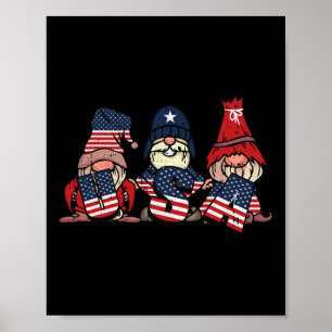 Gnome Usa 4th Of July Cute American Flag Independe Poster