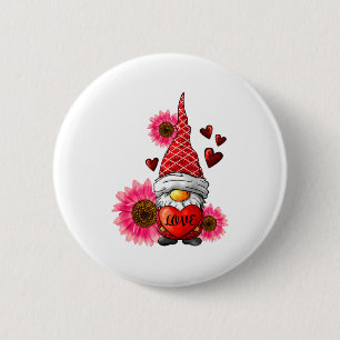 Gnome Valentines Day Cute Gnome Heart Leopard Sunf 6 Cm Round Badge