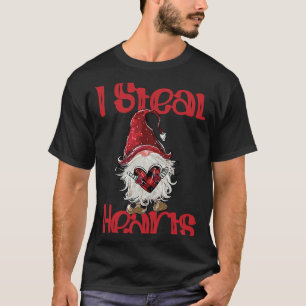 Gnome Valentines Day I Steal Hearts Kids Girls Boy T-Shirt