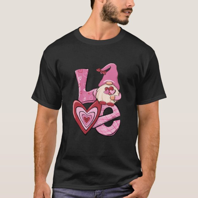 Gnome Valentines Day Love Valentines Gnomes Hearts T-Shirt (Front)