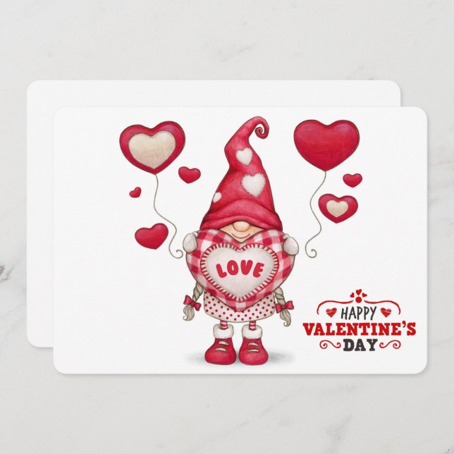 Gnome Valentines Holiday Card (Front/Back)