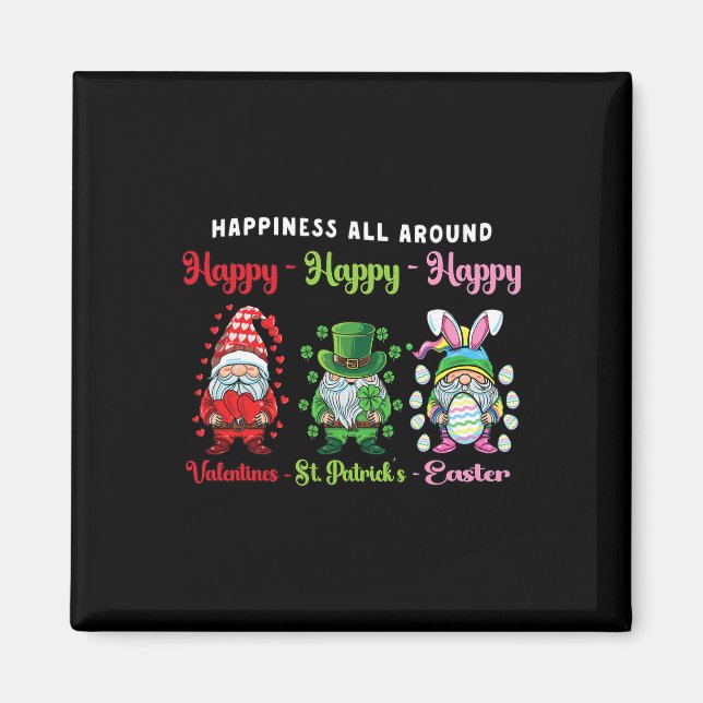 Gnome Valentines St Patrick Easter Happy Holiday G Magnet (Front)