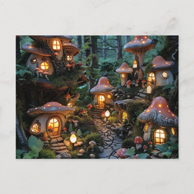 Gnome village at evening time postcard (Front)