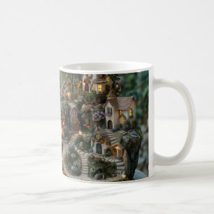 Gnome village on a tree trunk coffee mug