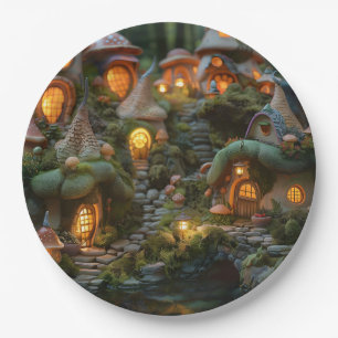 Gnome village paper plate