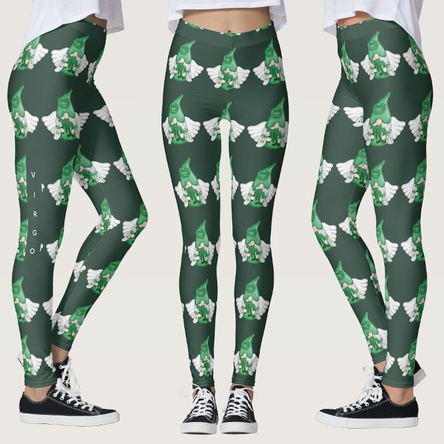 Gnome Virgo Astrology Sign Angel Leggings (Gnome Virgo Astrology Sign Angel Leggings)