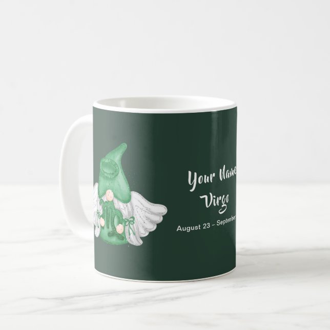 Gnome Virgo Astrology Sign Angel Your Name Coffee Mug (Front Left)