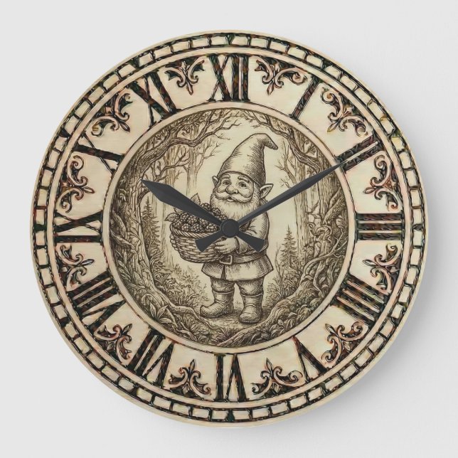 Gnome Wall Clock –  Farmhouse Decor (Front)