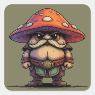 Gnome Warrior Mushroom Square Sticker