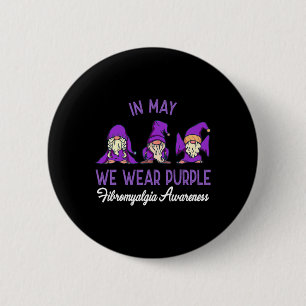 Gnome Wear Purple Ribbon Fibromyalgia Pain Awarene 6 Cm Round Badge