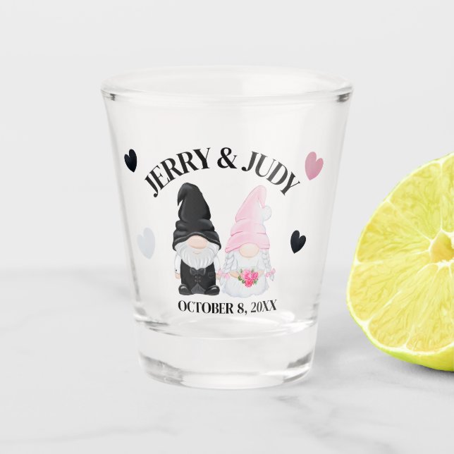 Gnome Wedding Keepsake Shot Glass (Front)