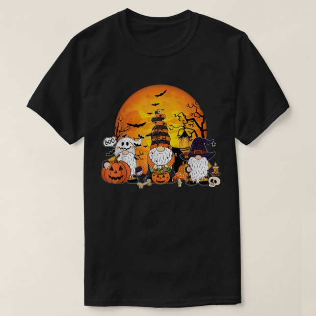 Gnome Witch Halloween Costume Gnomies Pumpkin Autu T-Shirt (Design Front)