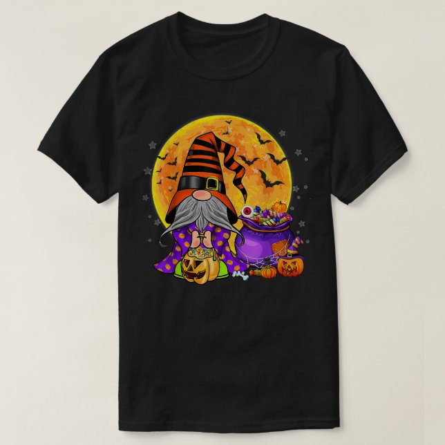 Gnome Witch Halloween Costume Pumpkin Autumn Fall  T-Shirt (Design Front)