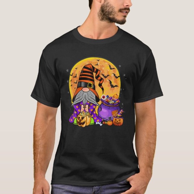 Gnome Witch Halloween Costume Pumpkin Autumn Fall T-Shirt (Front)