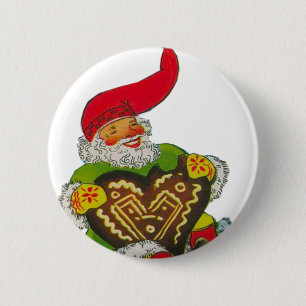 Gnome with a heart 6 cm round badge