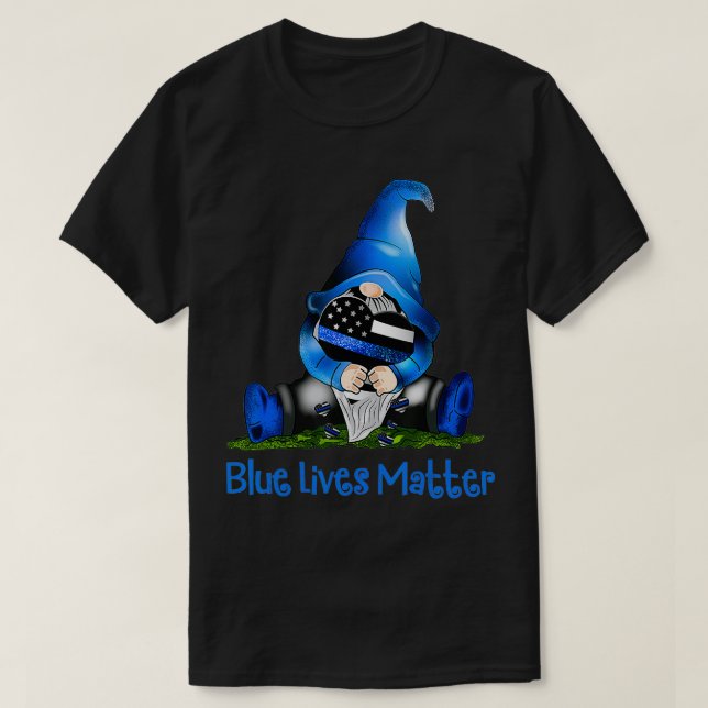 Gnome with Blue line heart  T-Shirt (Design Front)