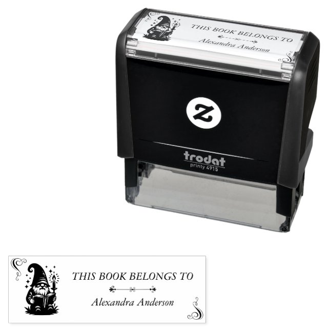 Gnome with Book Teacher Booklover Self-inking Stamp (In Situ)