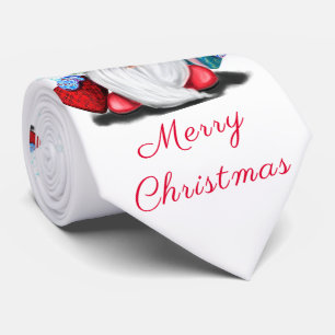 Gnome with Christmas Tree Hat and Gift For You Tie