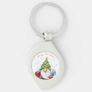 Gnome with Christmas Tree Hat Keychain Gift